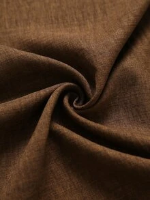 SHEIN LUNE CURVE Setelan 2 Potong untuk Wanita Ukuran Plus: Atasan Lengan Panjang Berkerah V, Kancing Depan, Pita, Tali Serut, dan Celana Panjang Lebar Berlipit, Bahan Linen Imitasi Cokelat Tua. - Coklat - View 4