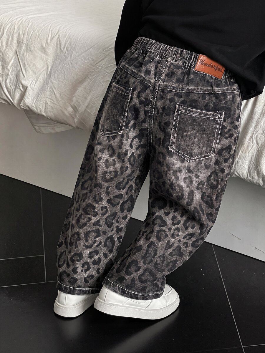 SHEIN Baby Boy Autumn/Winter Leopard Print Elastic Waist Casual Long Pants Versatile Comfortable - Multicolor - View 1