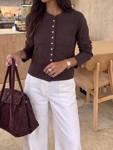 Muvela Autumn/Winter Casual Versatile Solid Color Cardigan - Multicolor - View 2