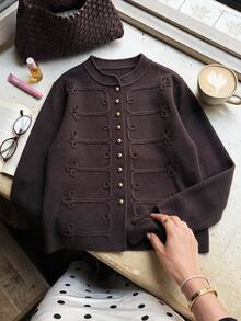 Muvela Autumn/Winter Casual Versatile Solid Color Cardigan - Multicolor - View 1