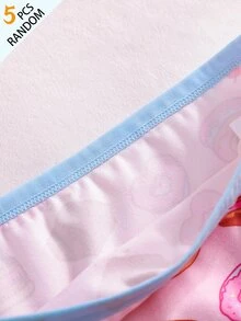 SHEIN 隨機 5 件組 女童幼兒三角內褲，甜點麵包、牛奶、蝴蝶結印花，粉色與藍色，可愛甜美秋冬款 - 彩色 - 查看 8