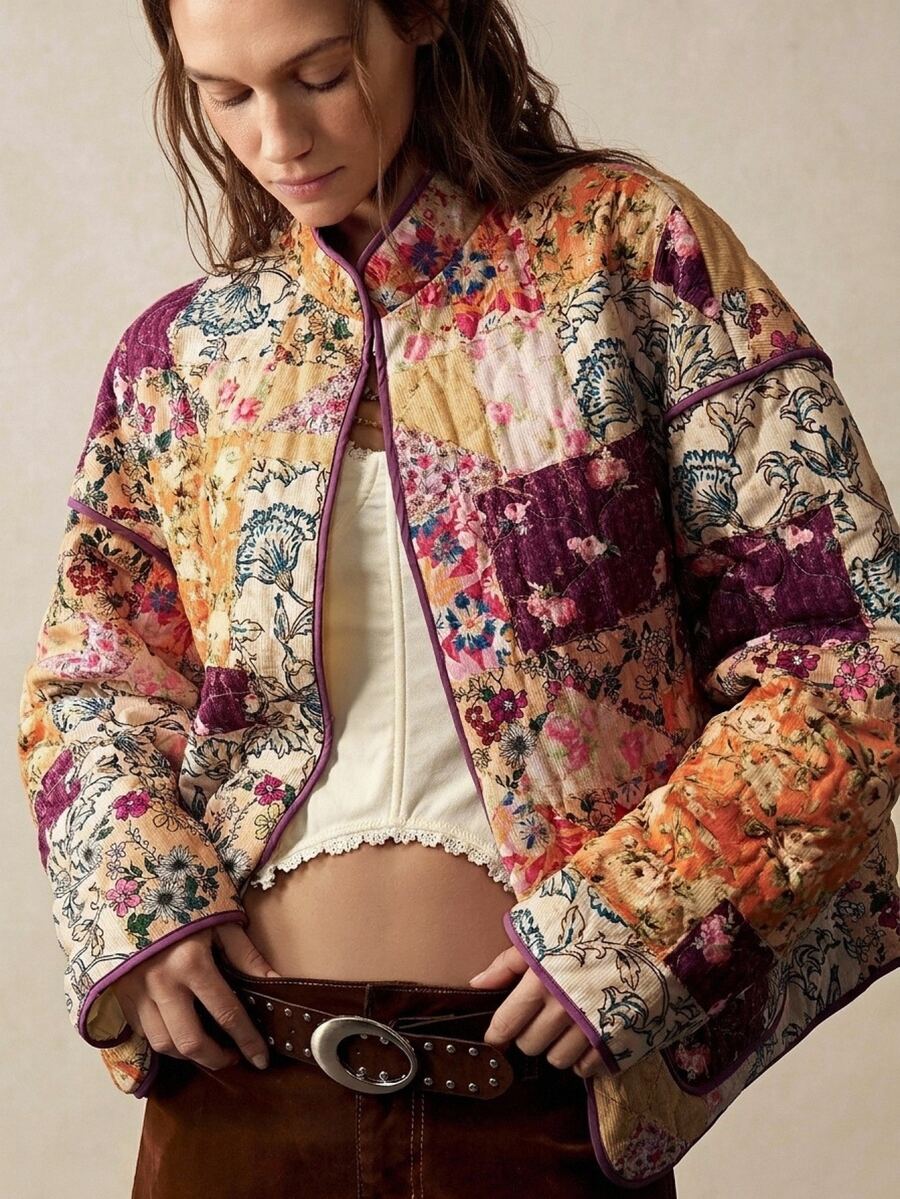 Bohemela Casual Loose Woven Printed Women's Regular Jacket - Multicolor - View 1