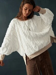 Bohemela بلوزة رياضية نسائية كاجوال فضفاضة بأكمام طويلة وكتف منسدل وياقة دائرية بتصميم كتل لونية - لون مشمشي - مشاهدة 4