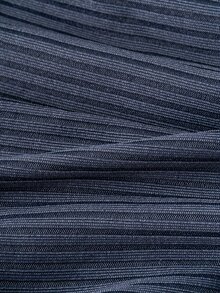 SHEIN Plus Size Maternity Long Sleeve V-Neck Cross Waist Tie Front Bow Ribbed Knit Dress - Navy Blue - View 9