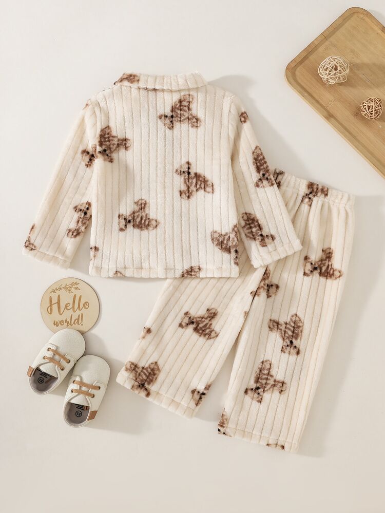 Cozy Pixies Baby Boy Cartoon Print Long Sleeve Autumn Top And Pants Casual Daily Home Pajama Set - Multicolor - View 2