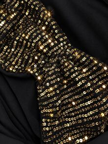 Rafferiza Women's Fashion Sexy Sequin Patchwork Cowl Neck Bodysuit - Black - View 4