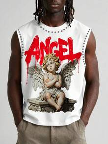 Manfinity EMRG Men's Young Street Style Casual Daily Wear Essential INS Style Loose Plus Size Short Fat Tank Top - White - View 2