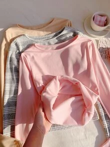 Comfortcana 3 buah Kaos Kasual Lengan Panjang Leher Bulat Wanita - MultiWarna - View 5