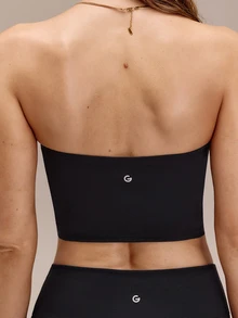 GLOWMODE FeatherFit™ Soft Sweat-Wicking Breathable Strapless Tube Top Tank With Non Slip Lining Supportive Cups Low Impact Summer Vacation Casual Daily Wear - Black - View 4