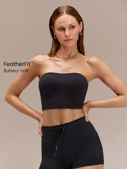 GLOWMODE FeatherFit™ Soft Sweat-Wicking Breathable Strapless Tube Top Tank With Non Slip Lining Supportive Cups Low Impact Summer Vacation Casual Daily Wear