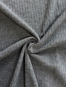 IslaSuriya Women's Solid Color Round Neck Long Sleeve Casual Ribbed Top - Dark Grey - View 3