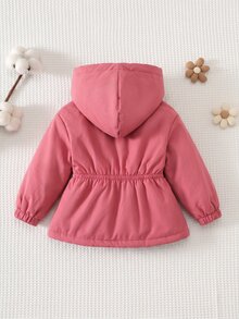 SHEIN Baby Girl Cute Autumn/Winter Versatile Thermal-Lined Leopard Print Hooded Jacket - Red - View 6