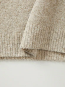 SHEIN Fall Winter Oat Light Grey Loose Lazy Knit Top, Simple Style For Layering Or Outerwear - Apricot - View 5