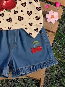 Baby Girl Casual Fashion Cute Flutter Sleeve Round Neck Top, Suitable For Spring And Summer - Multicolor - View 4