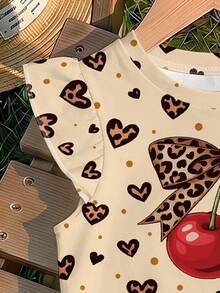 Baby Girl Casual Fashion Cute Flutter Sleeve Round Neck Top, Suitable For Spring And Summer - Multicolor - View 3