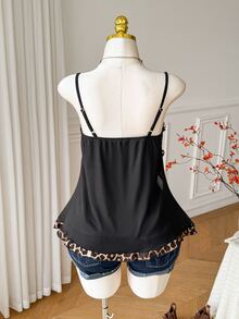 Comfortcana Atasan Camisole Patchwork Motif Leopard untuk Wanita Ukuran Besar di Musim Panas - MultiWarna - View 2