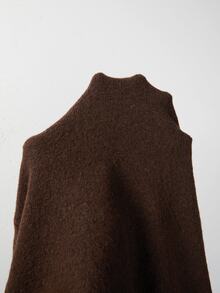 SHEIN Brown Turtleneck Knit Sweater Lace Hem Patchwork Long Sleeve Top - Brown - View 7