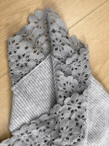 SHEIN Gaun Rajut Kait Bunga Lengan Panjang Kerah Bulat Musim Gugur/Dingin - Grey - View 5