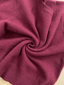Breezaya Women's Round Neck Long Sleeve Solid Color Fashion Lace Backless Basic Sweater - Burgundy - View 7