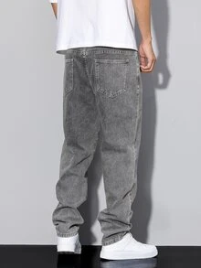 QuarKem Men's Casual Distressed Tapered Denim Jeans - Grey - View 2