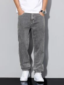 QuarKem Men's Casual Distressed Tapered Denim Jeans - Grey - View 5