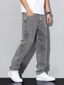 QuarKem Men's Casual Distressed Tapered Denim Jeans - Grey - View 6