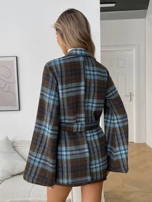 Elyressa Ladies' Woven Check Pattern Elegant Winter Tweed - Brown - View 2