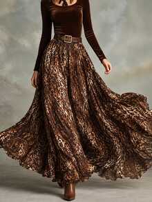 LUMIGAL Women's Fashion Street Leopard Print Maxi Skirt For Vacation - Multicolor - View 5