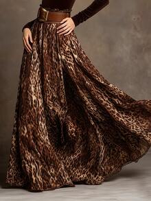 LUMIGAL Women's Fashion Street Leopard Print Maxi Skirt For Vacation - Multicolor - View 4