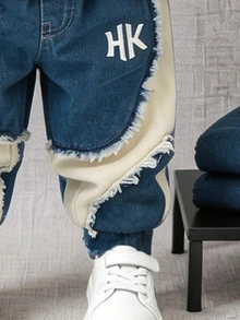 SHEIN 2pcs Young Boy Fashion Hoodie & Sweatpants Set, Contrast Color Pattern With Stylish English Letter HK Design, Suitable For Holiday Parties, 5-15°C Spring/Autumn/Winter, Comfortable And Casual, First Choice For Little Boys In Spring/Autumn/Winter, Fashion Streetwear - Multicolor - View 8