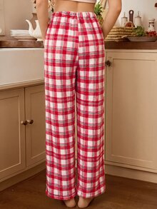Tulorae Women's Flannel Patch Print Pajama Pants With Waistband Bow Decor - Multicolor - View 2