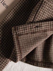 SHEIN Girls' Fashionable Houndstooth Lapel Long Sleeve Cardigan Jacket, Autumn/Winter Daily Wear - Multicolor - View 7