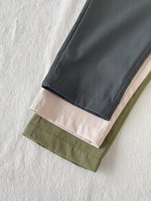 SHEIN Vintaside Kids 3件組男嬰簡約休閒純色長褲，適合日常穿著、上學、外出與運動 - 綠色 - 查看 5