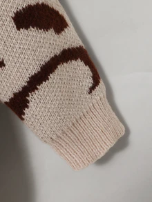 SHEIN Cardigan Rajut Jacquard Nyaman untuk Anak Perempuan Remaja, Sweater Lembut dengan Desain Terbuka di Depan dan Motif Abstrak, Gaya Kasual Chic untuk Balita Perempuan & Laki-laki, Lembut dan Nyaman - MultiWarna - View 4