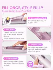 SHEGLAM HAIR Hydra Shot Steam Straightening Brush Pro,Steam Straightener,12 Temps & 3 Steam Levels,8 Min Sleek Straight,Keratin Pro™ Protective Coating,Nourishes Hair,Less Heat Damage & Reduced Breakage,Travel Dual Voltage For Fast Salon Results Curly & Frizzy Hair Hair Straightener Brush - Mauve Purple - View 8