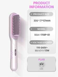 SHEGLAM HAIR Hydra Shot Steam Straightening Brush Pro,Steam Straightener,12 Temps & 3 Steam Levels,8 Min Sleek Straight,Keratin Pro™ Protective Coating,Nourishes Hair,Less Heat Damage & Reduced Breakage,Travel Dual Voltage For Fast Salon Results Curly & Frizzy Hair Hair Straightener Brush - Mauve Purple - View 11