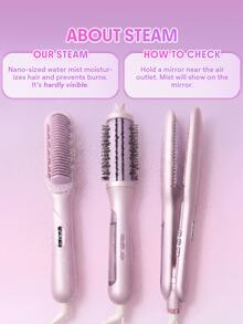 SHEGLAM HAIR Hydra Shot Steam Straightening Brush Pro,Steam Straightener,12 Temps & 3 Steam Levels,8 Min Sleek Straight,Keratin Pro™ Protective Coating,Nourishes Hair,Less Heat Damage & Reduced Breakage,Travel Dual Voltage For Fast Salon Results Curly & Frizzy Hair Hair Straightener Brush - Mauve Purple - View 10