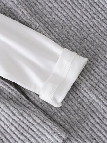 SHEIN Elladie kids 跨境少女 4-7 歲學院風網紗波點刺繡翻領針織羅紋鈕扣背心開襟衫 + 柔軟長袖套頭 T 恤 + 鬆緊腰寬腿長褲 3 件套，適合校園日常、生日派對與外出拍照休閒風穿搭，春/秋季 - 灰色 - 查看 13