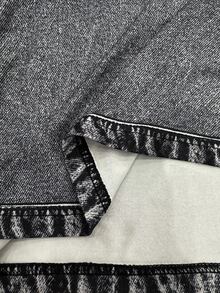 Franclia Women's Casual Round Neck Tank Top And Button Shorts Denim Effect Print 2-Piece Set - Dark Grey - View 4