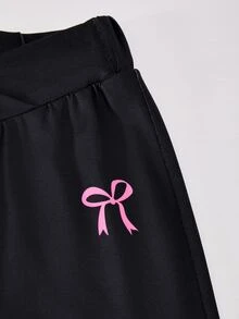 SHEIN Casuvi Kids 青少年女孩高腰時尚黑色至淡粉漸層極簡 Y2K 修身喇叭褲，百搭休閒秋季校園舞會校外活動穿搭 - 彩色 - 查看 10