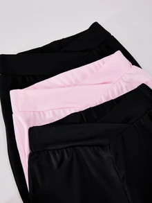 SHEIN Casuvi Kids 青少年女孩高腰時尚黑色至淡粉漸層極簡 Y2K 修身喇叭褲，百搭休閒秋季校園舞會校外活動穿搭 - 彩色 - 查看 9