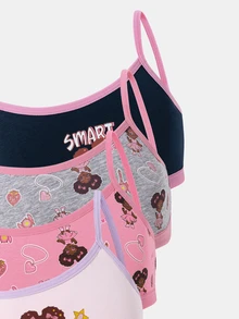 4pcs/Set Young Girl Cute Cartoon Pattern Underwear Set Winter Baby Pink - Multicolor - View 7