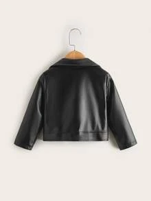 Teen Girl Long Sleeve Fleece Lined Casual Daily Black Jacket Halloween Autumn Fall Style - Black - View 3