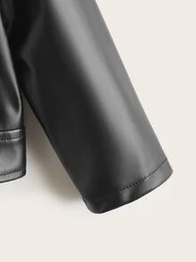 Teen Girl Long Sleeve Fleece Lined Casual Daily Black Jacket Halloween Autumn Fall Style - Black - View 5
