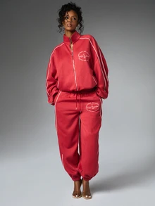 BABYPHAT BAGGY CUFFED JOGGERS WITH PIPING DETAIL - Red - View 5