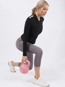 SHEIN Sports Sweatproof Exercise Jacket For Running, Yoga, Fitness And Workout, Perfect For Shaping Your Body - Black - View 6