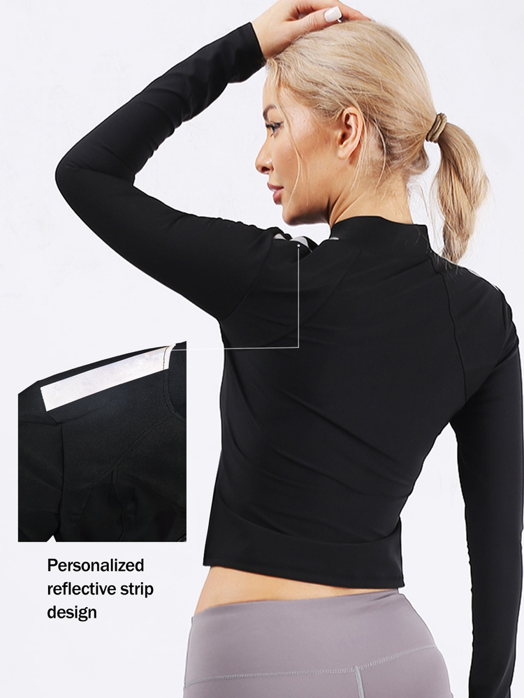 SHEIN Sports Sweatproof Exercise Jacket For Running, Yoga, Fitness And Workout, Perfect For Shaping Your Body - Black - View 7