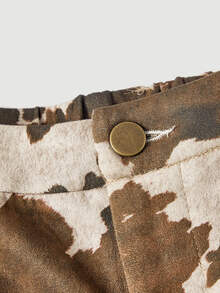 SHEIN MOD Women's All-Over Print Casual Versatile Daily Wear Long Pants - Brown - View 7