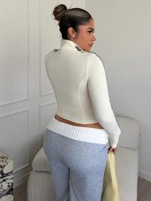 Maria Perezxox 女士春夏针织运动风抽绳拉链轻便外套 - 杏色 - 查看 2