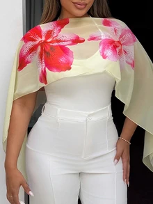 Maria Perezxox 女士宽松不对称下摆亮片透视露肩派对上衣 - 彩色 - 查看 6